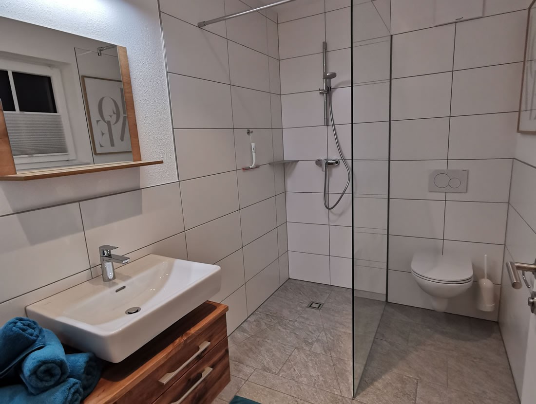 Badezimmer mit Dusche und WC